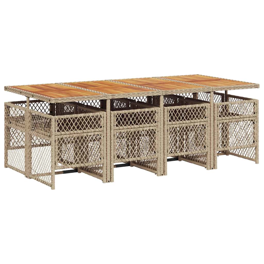 Σετ Τραπεζαρίας Κήπου 9 τεμ. Μπεζ Συνθετικό Ρατάν με Μαξιλάρια