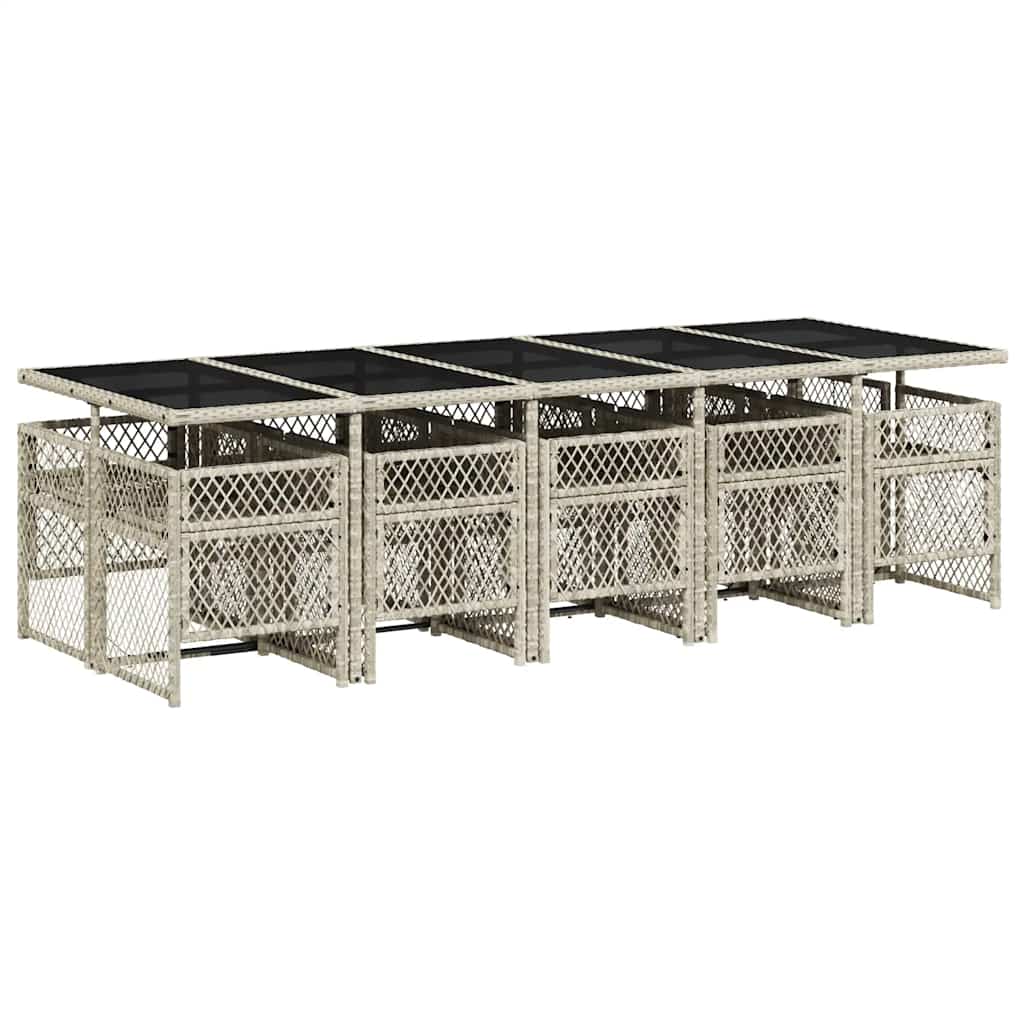 Σετ Τραπεζαρίας Κήπου 11 τεμ. Αν. Γκρι Συνθ. Ρατάν με Μαξιλάρια