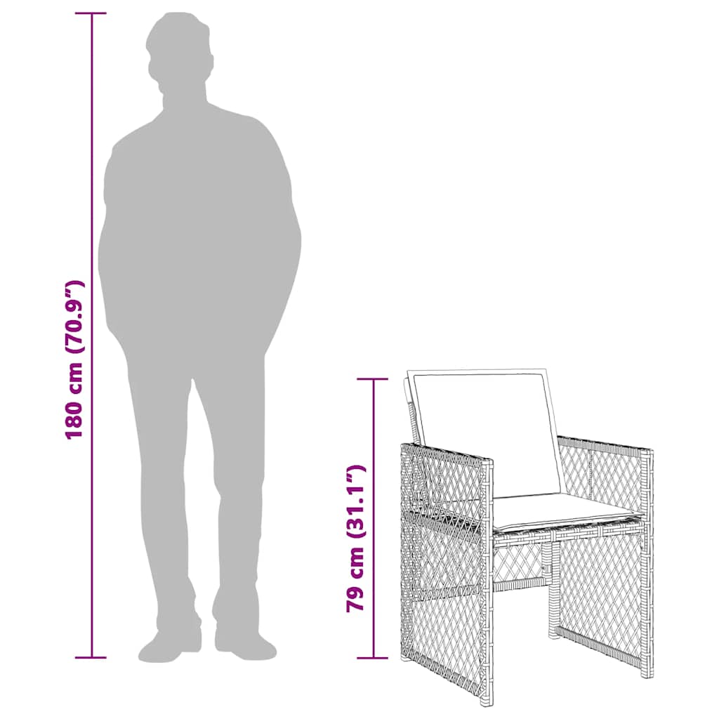 Σετ Τραπεζαρίας Κήπου 11 τεμ. Αν. Γκρι Συνθ. Ρατάν με Μαξιλάρια