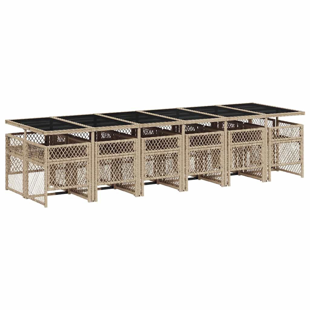 Σετ Τραπεζαρίας Κήπου 13 τεμ. Μπεζ Συνθ. Ρατάν με Μαξιλάρια