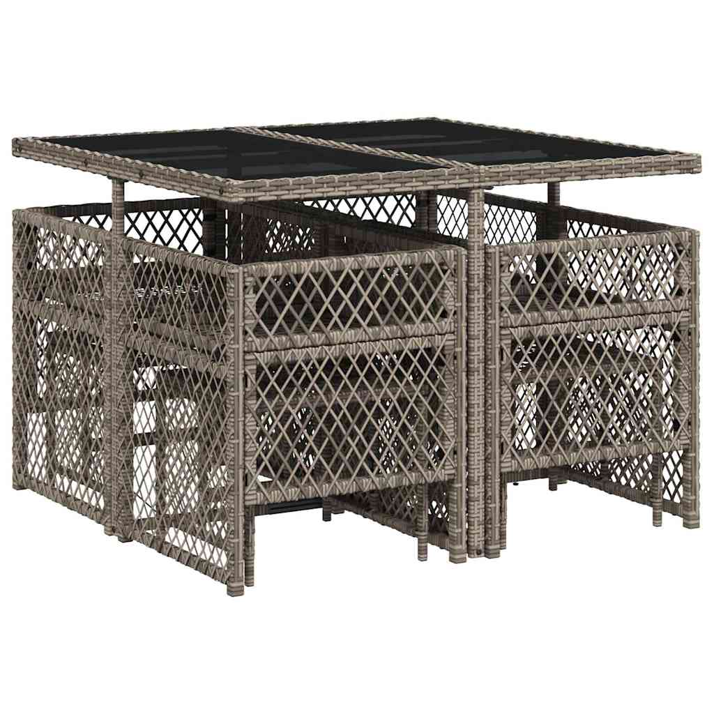 Σετ Τραπεζαρίας Κήπου 9 τεμ. Γκρι Συνθ. Ρατάν με Μαξιλάρια