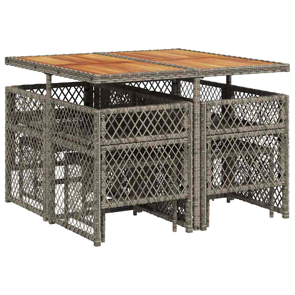 Σετ Τραπεζαρίας Κήπου 9 τεμ. Γκρι Συνθ. Ρατάν με Μαξιλάρια