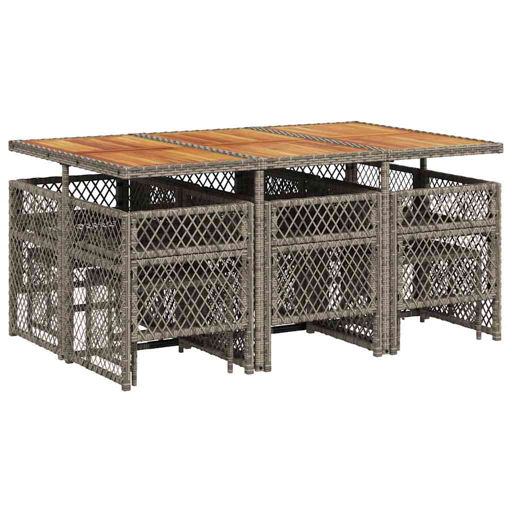 Σετ Τραπεζαρίας Κήπου 11 Τεμαχίων Γκρι Συνθ. Ρατάν με Μαξιλάρια