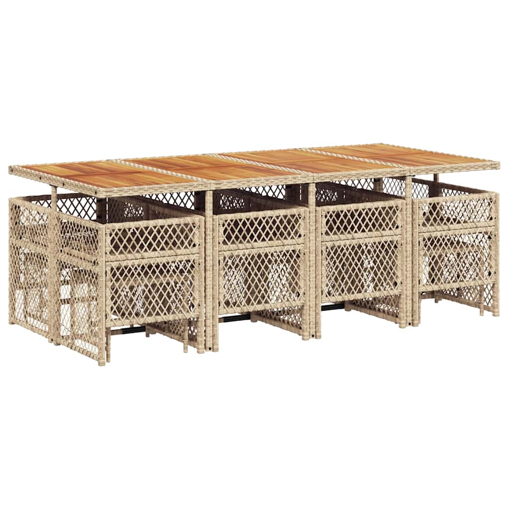 Σετ Τραπεζαρίας Κήπου 13 τεμ. Μπεζ Συνθ. Ρατάν με Μαξιλάρια