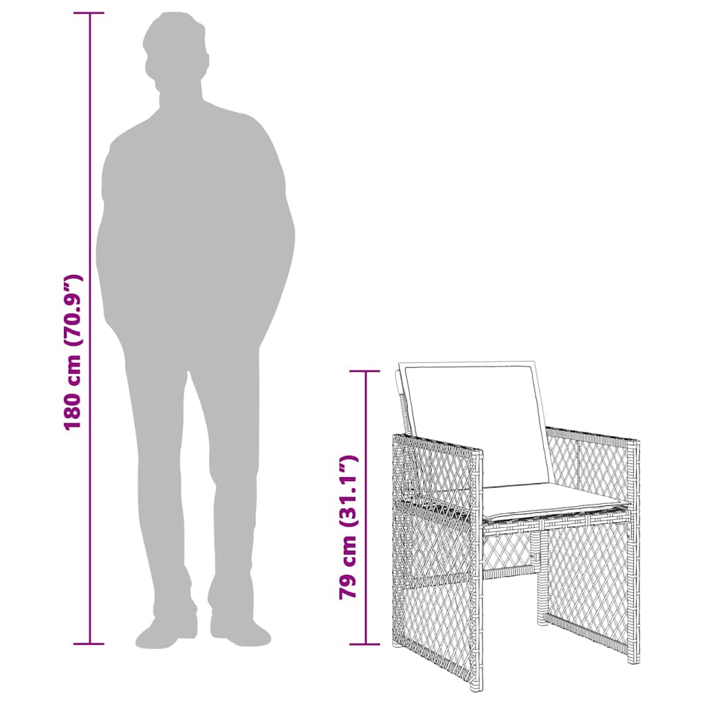 Σετ Τραπεζαρίας Κήπου 15 τεμ. Αν. Γκρι Συνθ. Ρατάν με Μαξιλάρια