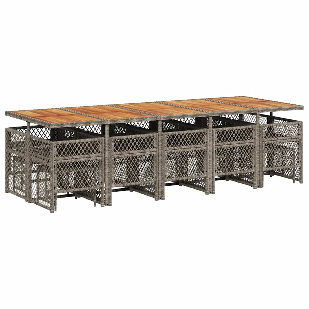 Σετ Τραπεζαρίας Κήπου 15 τεμ. Γκρι Συνθετικό Ρατάν με Μαξιλάρια