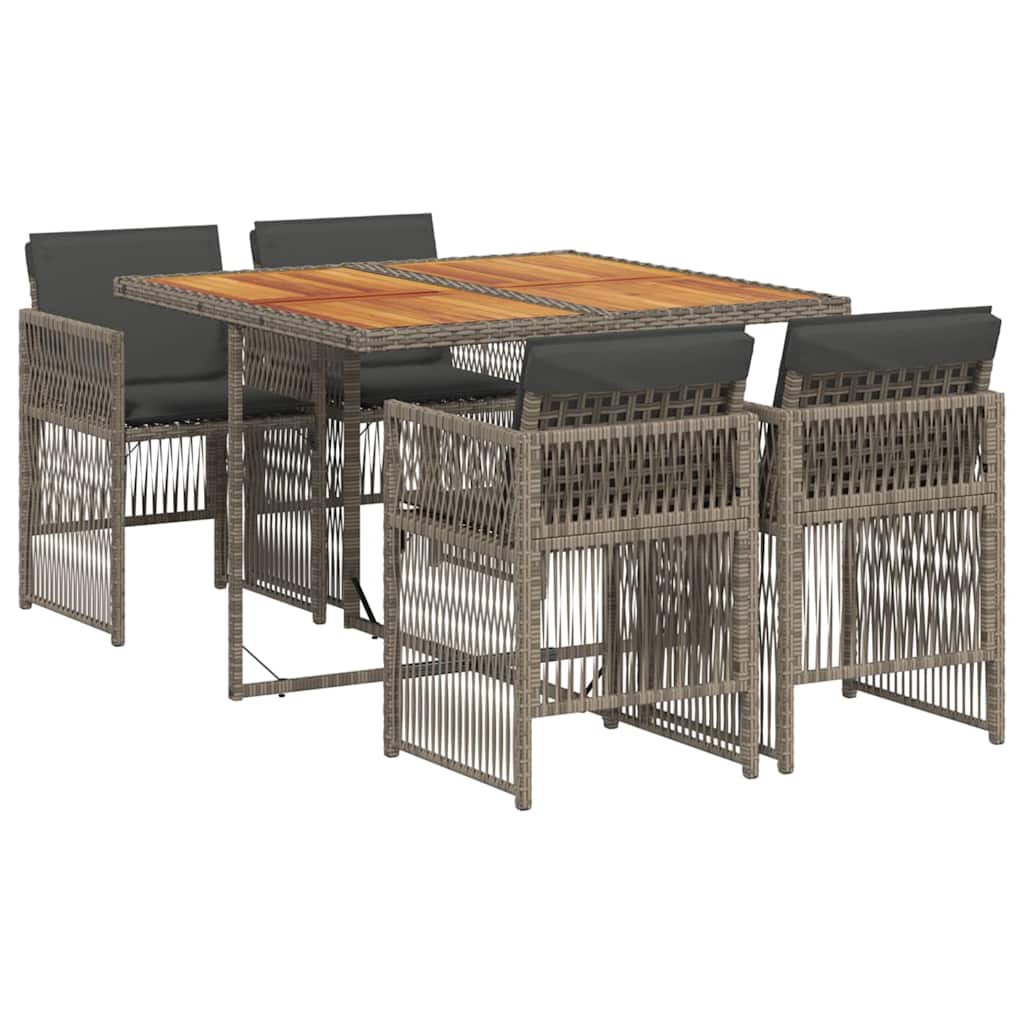 Σετ Τραπεζαρίας Κήπου 5 τεμ. Γκρι Συνθ. Ρατάν με Μαξιλάρια