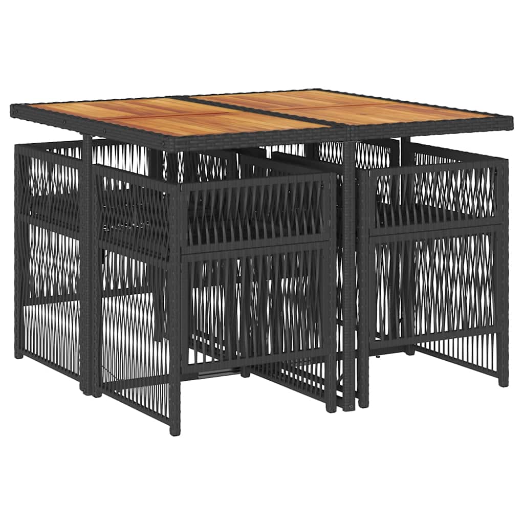 Σετ Τραπεζαρίας Κήπου 5 Τεμαχίων Μαύρο Συνθ. Ρατάν με Μαξιλάρια