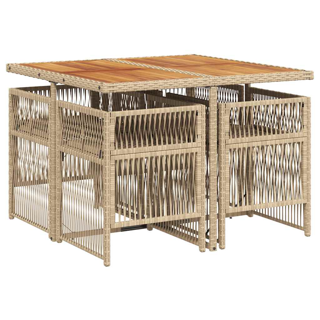 Σετ Τραπεζαρίας Κήπου 5 τεμ. Μπεζ Συνθετικό Ρατάν με Μαξιλάρι