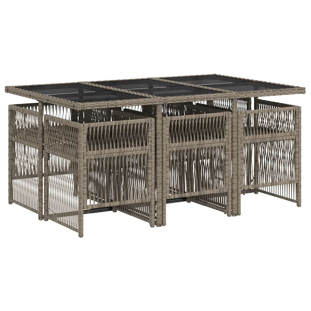 Σετ Τραπεζαρίας Κήπου 7 τεμ. Γκρι Συνθ. Ρατάν με Μαξιλάρια