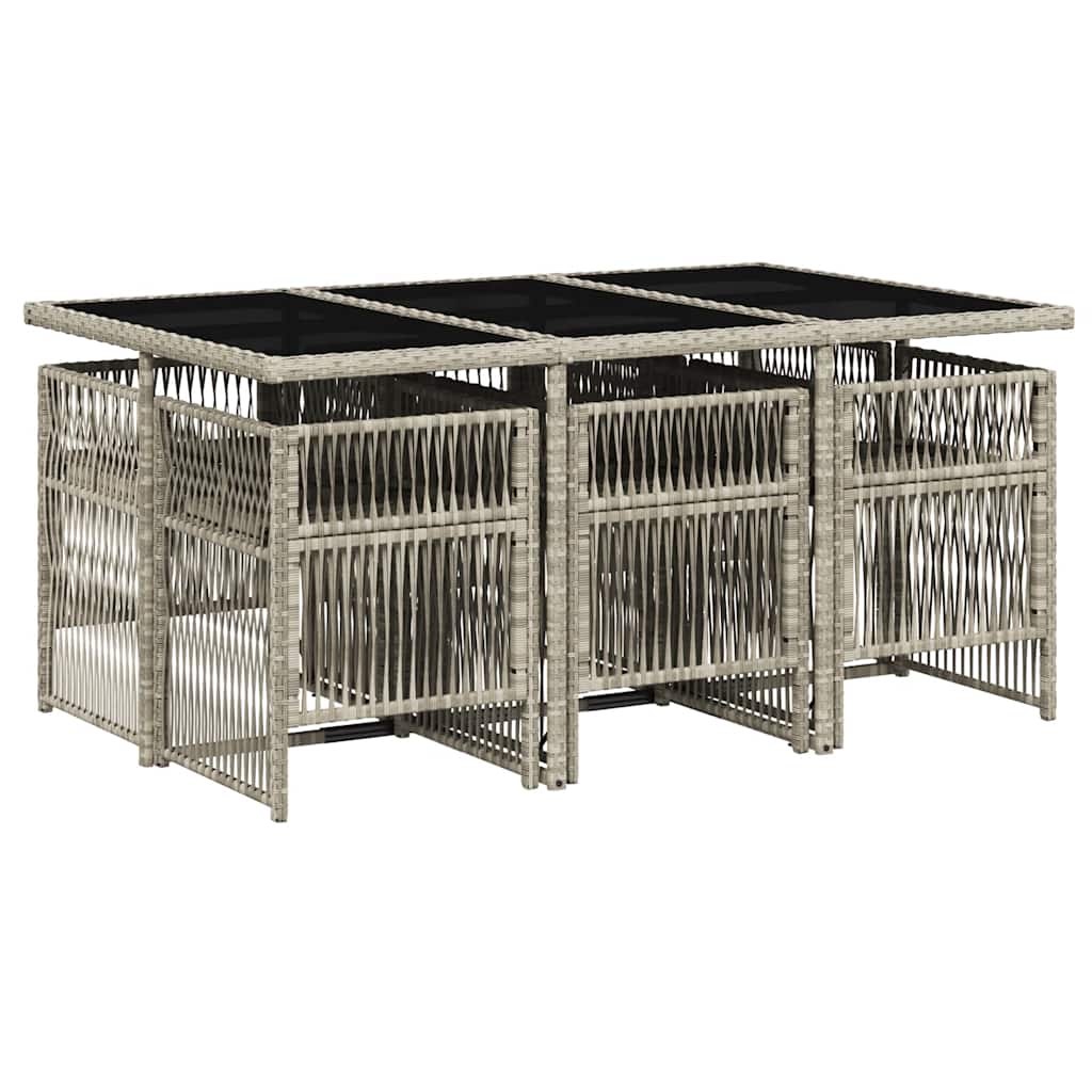 Σετ Τραπεζαρίας Κήπου 7 τεμ. Αν. Γκρι Συνθ. Ρατάν με Μαξιλάρια