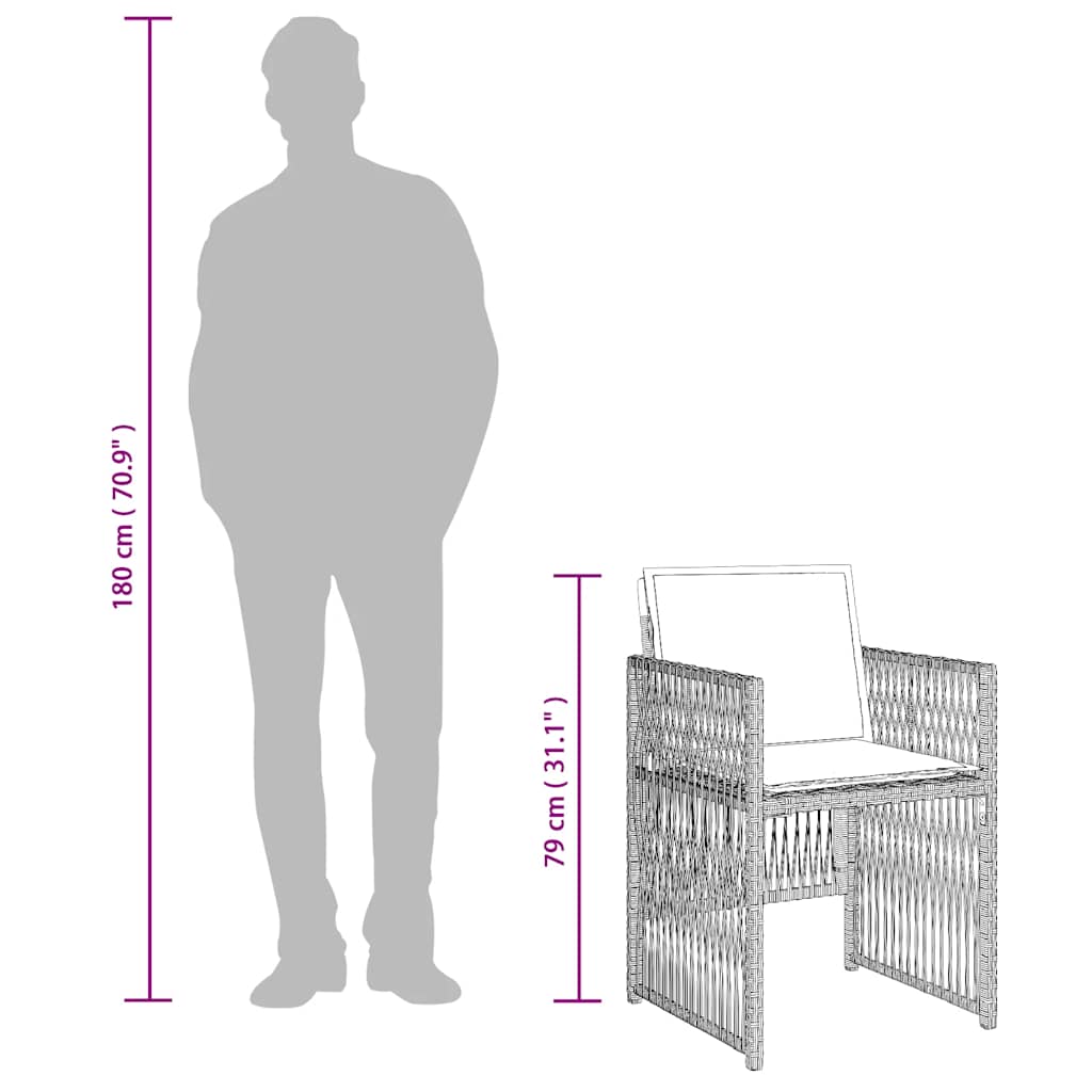 Σετ Τραπεζαρίας Κήπου 7 τεμ. Αν. Γκρι Συνθ. Ρατάν με Μαξιλάρια
