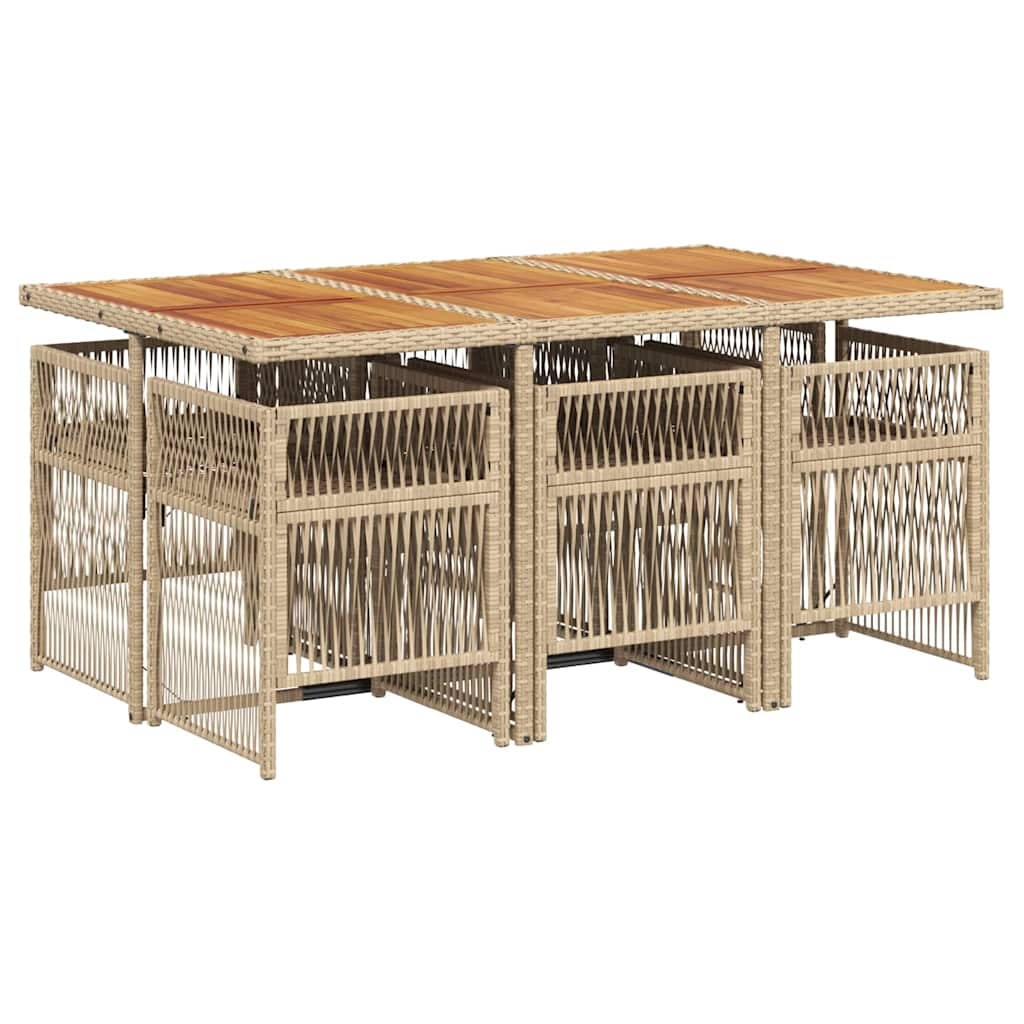 Σετ Τραπεζαρίας Κήπου 7 τεμ. Μπεζ Συνθετικό Ρατάν με Μαξιλάρια