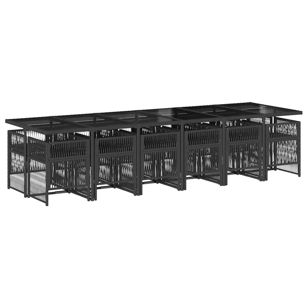 Σετ Τραπεζαρίας Κήπου 13τεμ. Μαύρο από Συνθ. Ρατάν με Μαξιλάρια