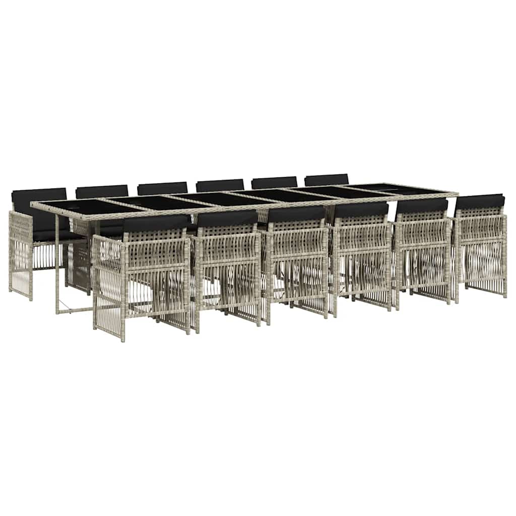 Τραπεζαρία Κήπου 13 Τεμαχίων Γκρι Συνθετικό Ρατάν με Μαξιλάρια