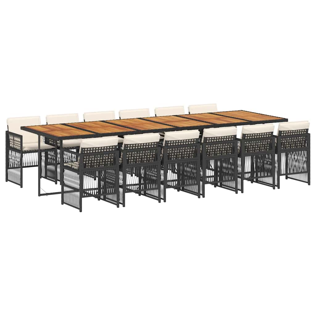 Σετ Τραπεζαρίας Κήπου 13τεμ. Μαύρο από Συνθ. Ρατάν με Μαξιλάρια