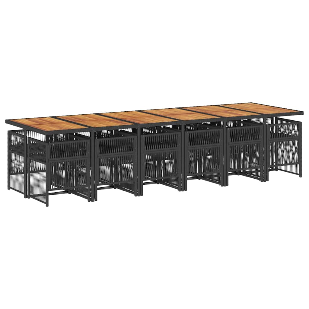 Σετ Τραπεζαρίας Κήπου 13τεμ. Μαύρο από Συνθ. Ρατάν με Μαξιλάρια