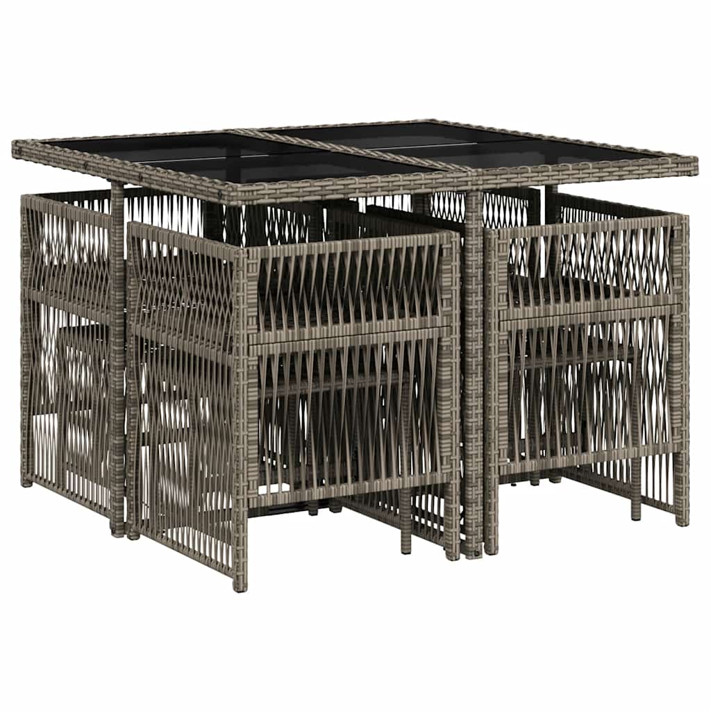 Σετ Τραπεζαρίας Κήπου 9 τεμ. Γκρι Συνθ. Ρατάν με Μαξιλάρια