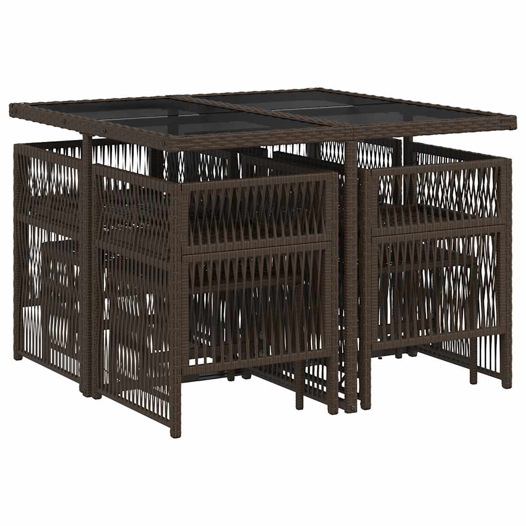 Σετ Τραπεζαρίας Κήπου 9 τεμ. Καφέ Συνθετικό Ρατάν με Μαξιλάρια