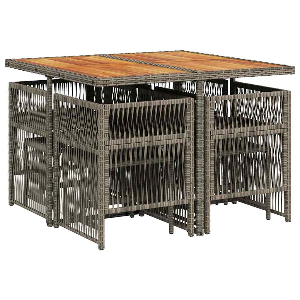 Σετ Τραπεζαρίας Κήπου 9 τεμ. Γκρι Συνθ. Ρατάν με Μαξιλάρια