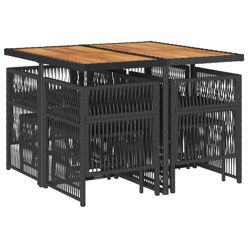 Σετ Τραπεζαρίας Κήπου 9 τεμ Μαύρο από Συνθ. Ρατάν με Μαξιλάρια