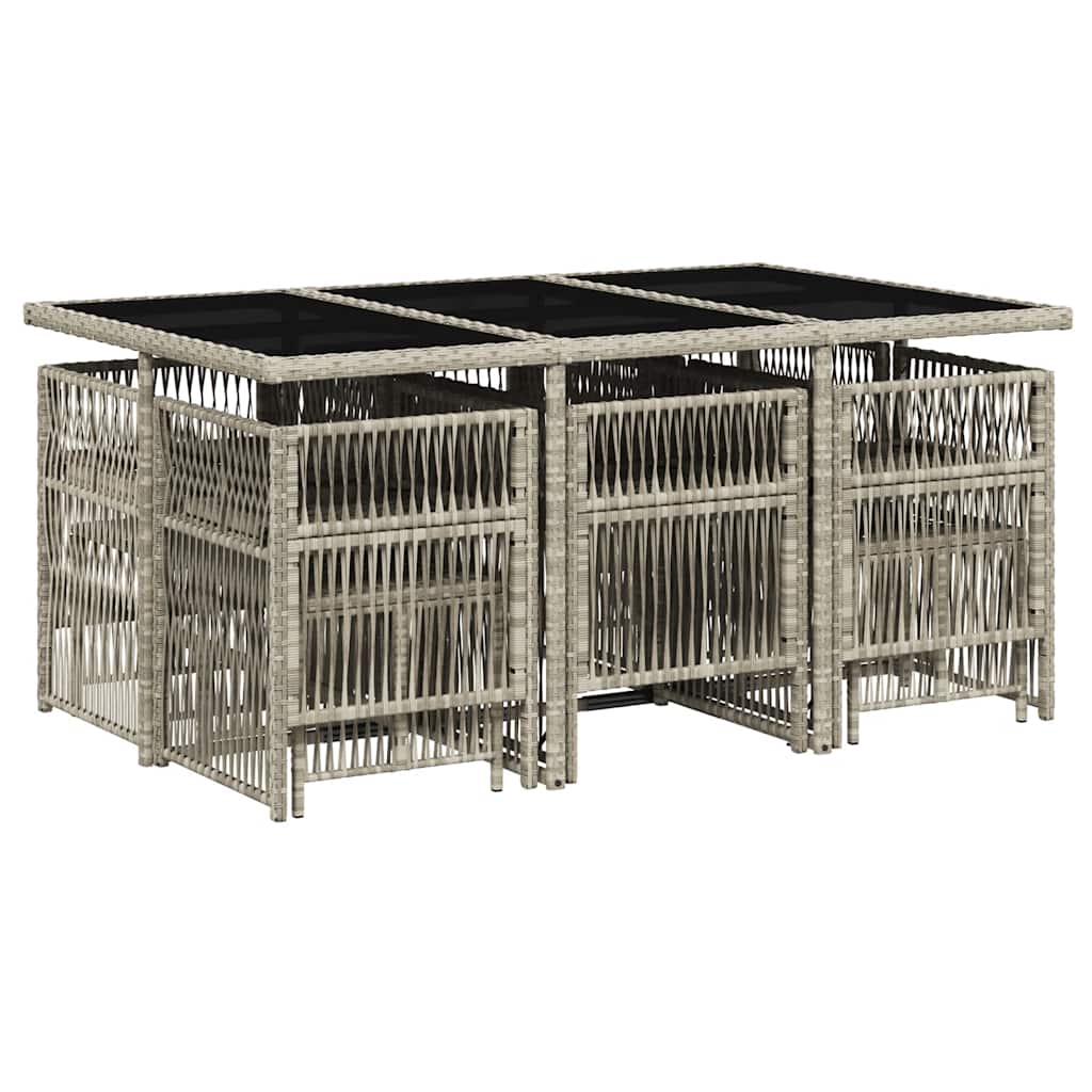 Σετ Τραπεζαρίας Κήπου 11 τεμ. Αν. Γκρι Συνθ. Ρατάν με Μαξιλάρια