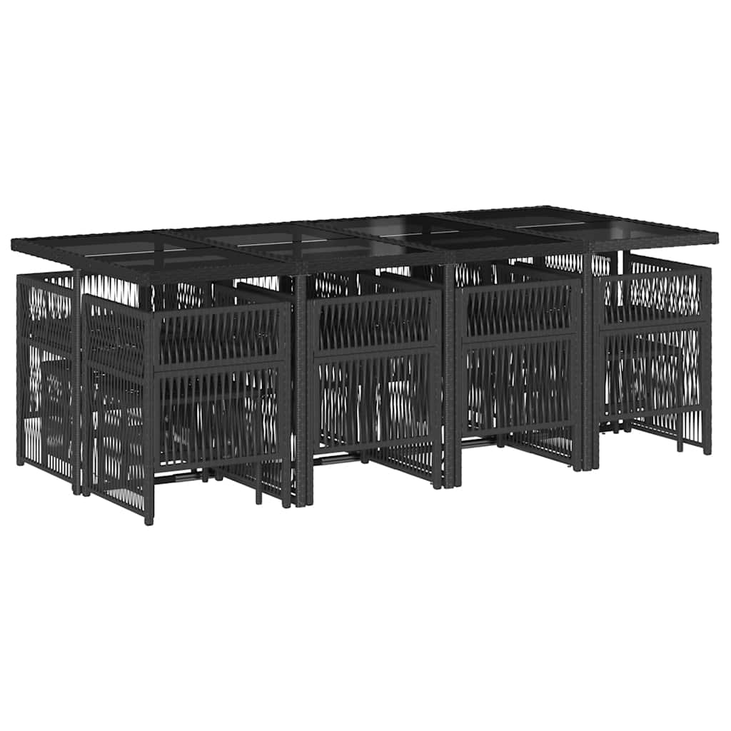 Σετ Τραπεζαρίας Κήπου 13τεμ. Μαύρο από Συνθ. Ρατάν με Μαξιλάρια