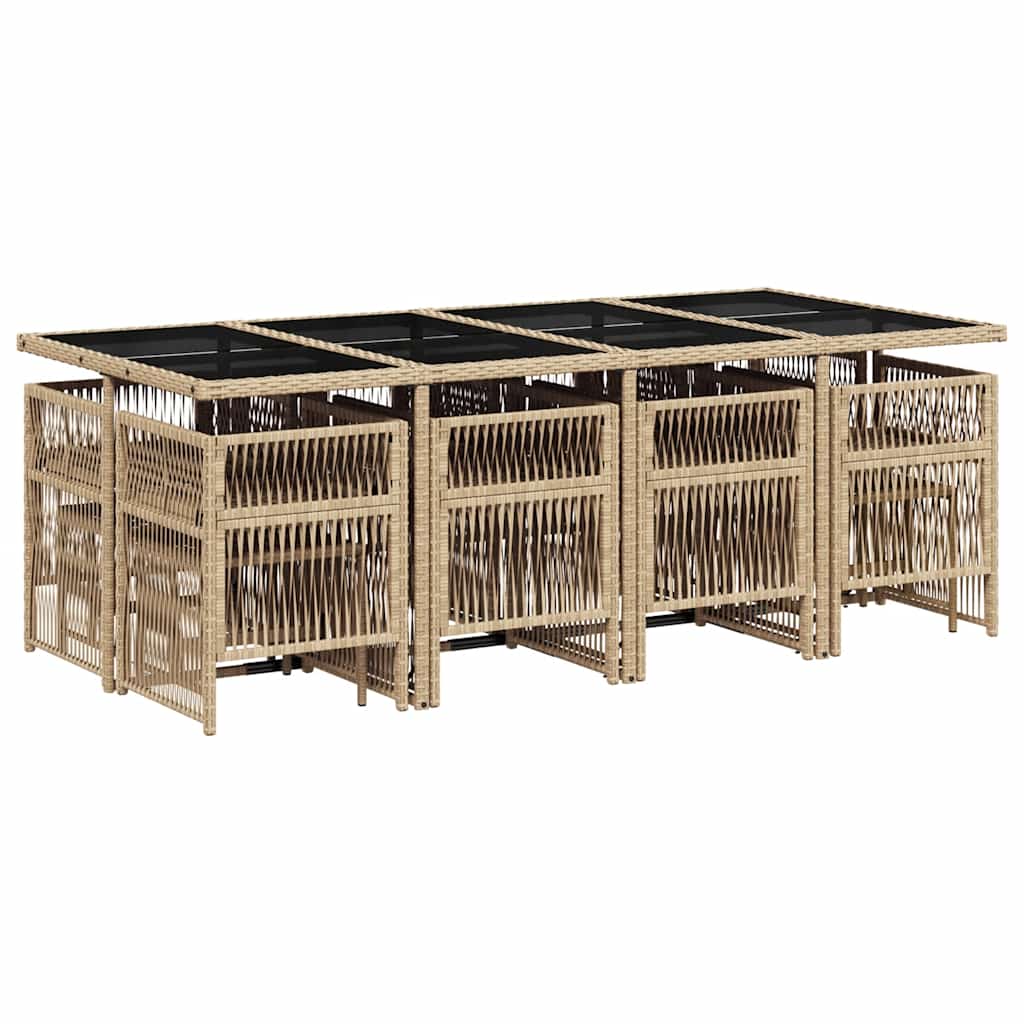 Σετ Τραπεζαρίας Κήπου 13τεμ Μικτό Μπεζ Συνθ. Ρατάν με Μαξιλάρια