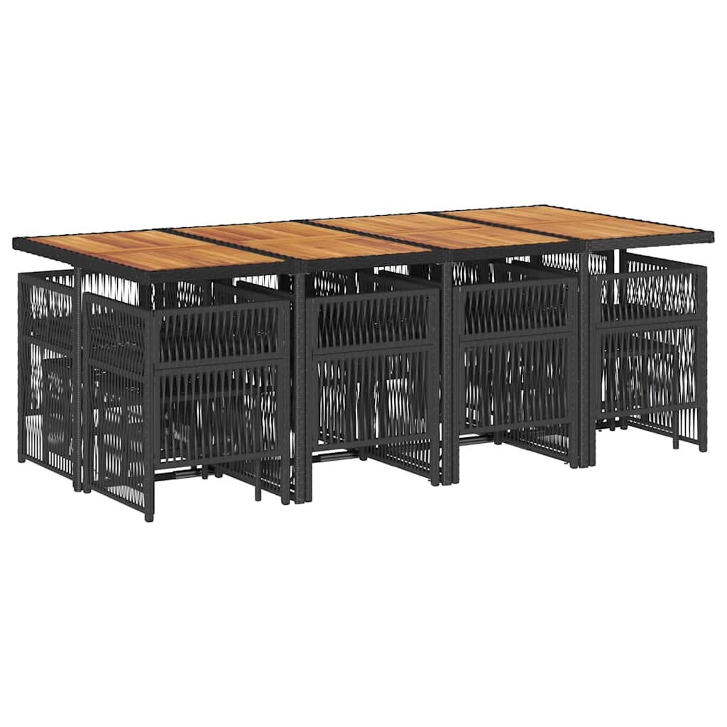 Σετ Τραπεζαρίας Κήπου 13τεμ. Μαύρο από Συνθ. Ρατάν με Μαξιλάρια