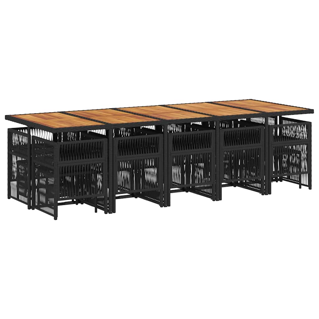 Σετ Τραπεζαρίας Κήπου 15 τεμ Μαύρο από Συνθ. Ρατάν με Μαξιλάρια