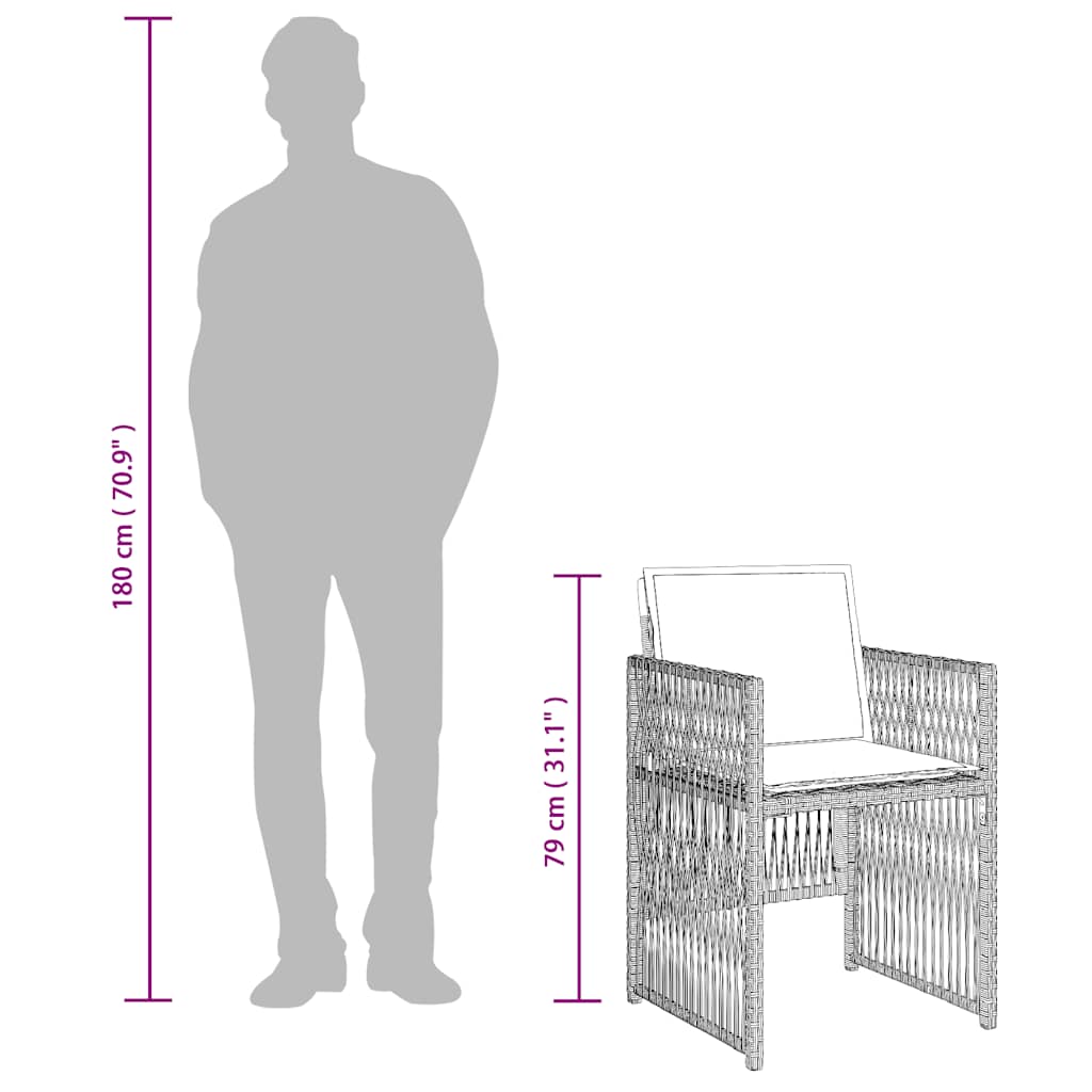 Σετ Τραπεζαρίας Κήπου 17 τεμ. Αν. Γκρι Συνθ. Ρατάν με Μαξιλάρια