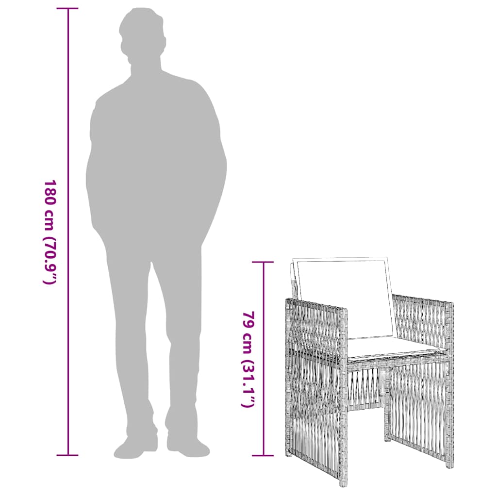 Τραπεζαρία Κήπου 13 Τεμαχίων Γκρι Συνθετικό Ρατάν με Μαξιλάρια