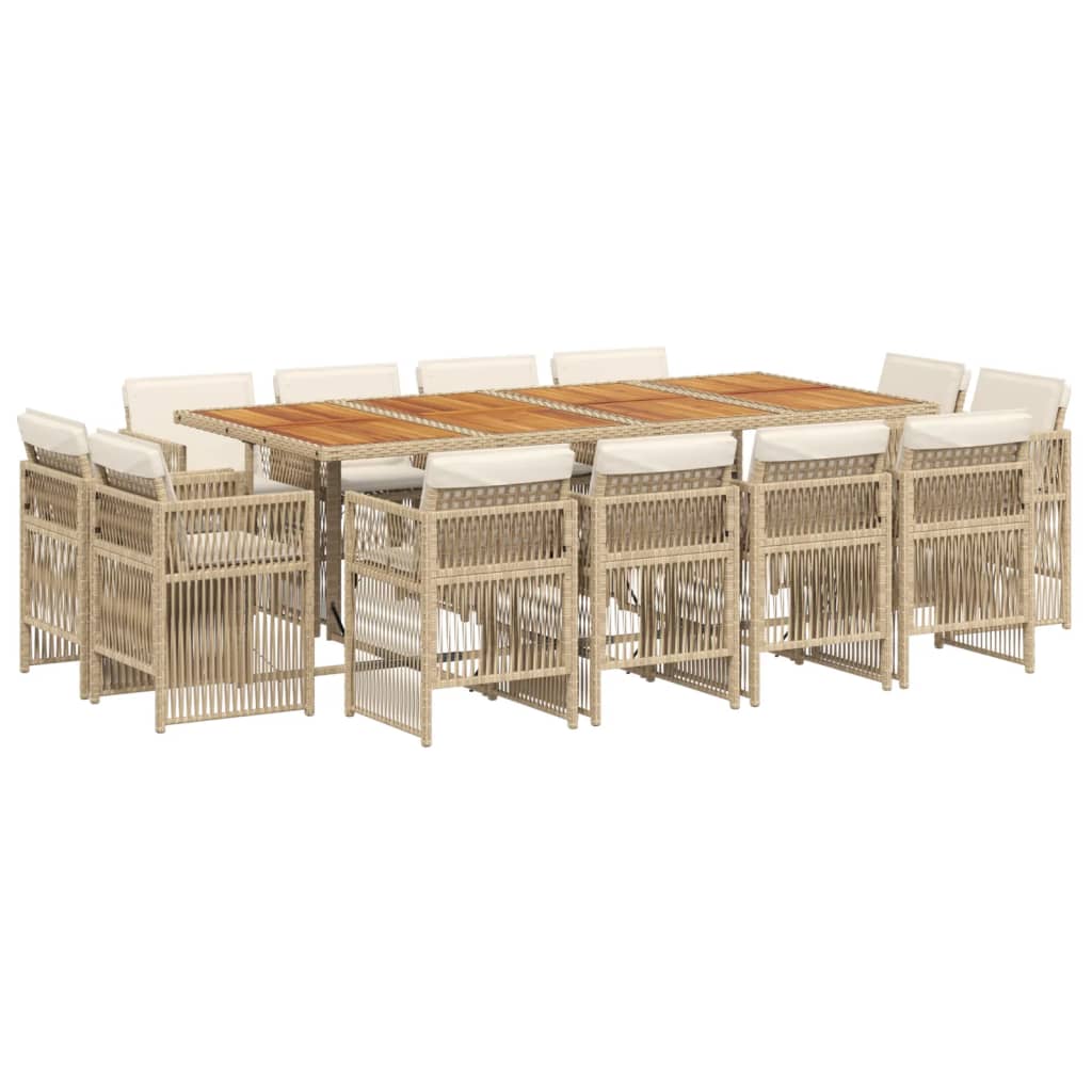 Σετ Τραπεζαρίας Κήπου 13 τεμ. Μπεζ Συνθ. Ρατάν με Μαξιλάρια - Pakobazaar