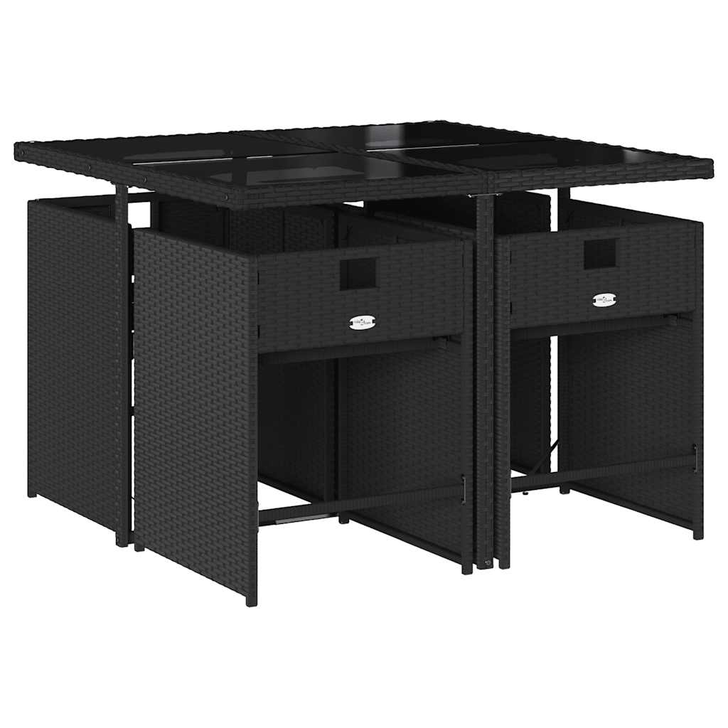 Σετ Τραπεζαρίας Κήπου 5 Τεμαχίων Μαύρο Συνθ. Ρατάν με Μαξιλάρια