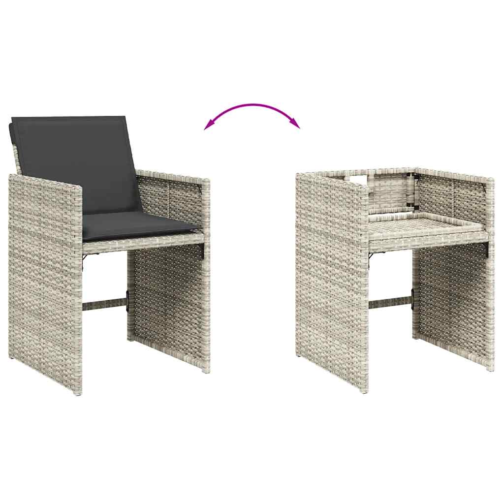 Σετ Τραπεζαρίας Κήπου 7 τεμ. Αν. Γκρι Συνθ. Ρατάν με Μαξιλάρια