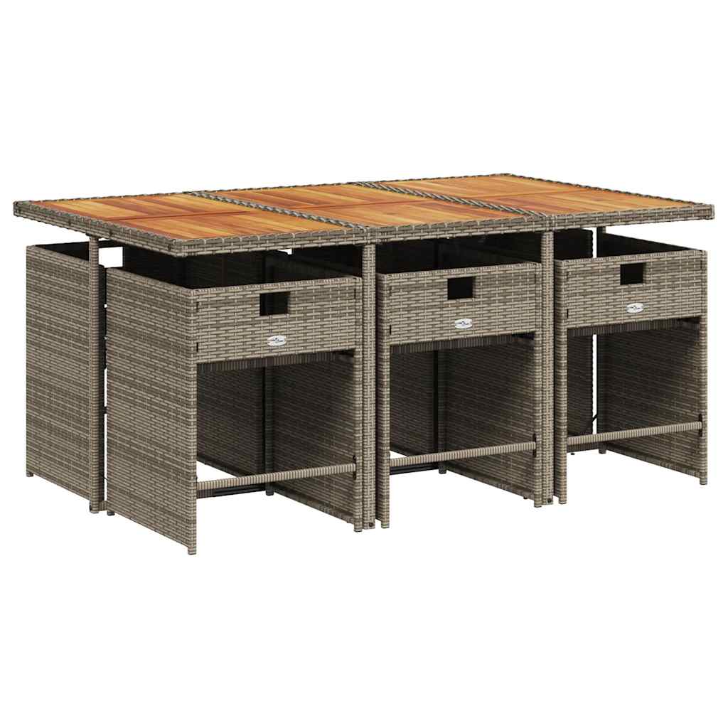 Σετ Τραπεζαρίας Κήπου 7 τεμ. Γκρι Συνθ. Ρατάν με Μαξιλάρια