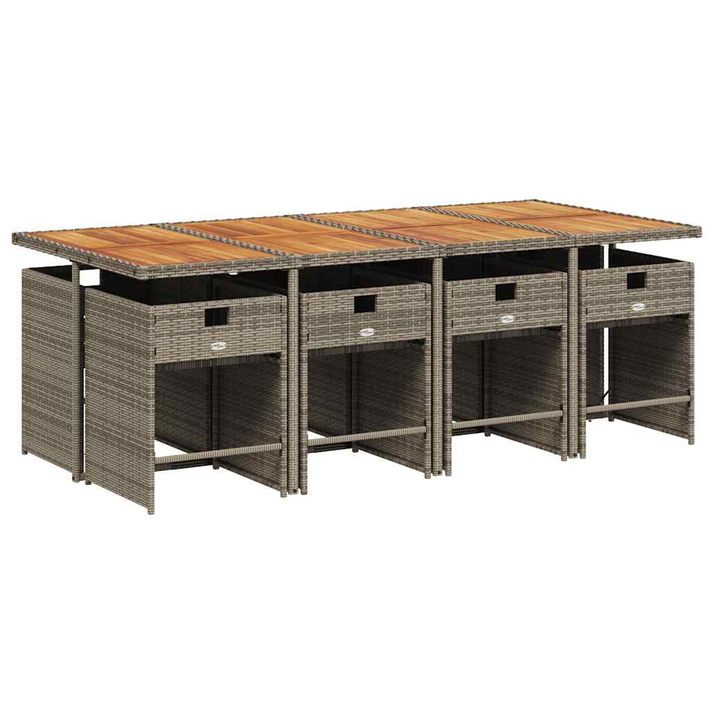 Σετ Τραπεζαρίας Κήπου 9 τεμ. Γκρι Συνθ. Ρατάν με Μαξιλάρια