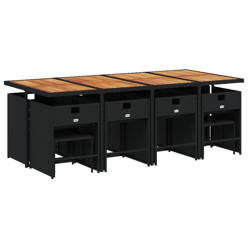 Σετ Τραπεζαρίας Κήπου 9 τεμ Μαύρο από Συνθ. Ρατάν με Μαξιλάρια