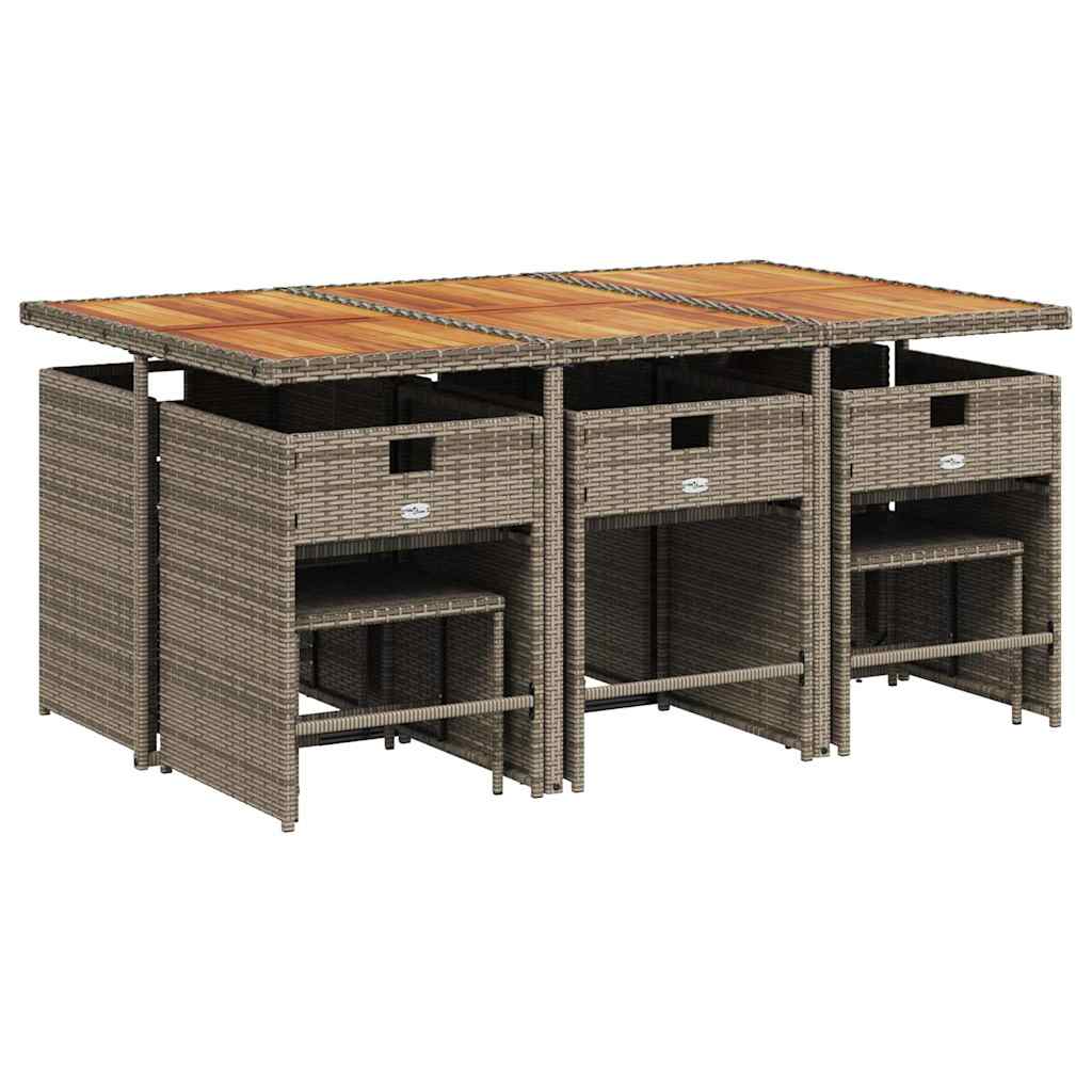 Σετ Τραπεζαρίας Κήπου 11 Τεμαχίων Γκρι Συνθ. Ρατάν με Μαξιλάρια