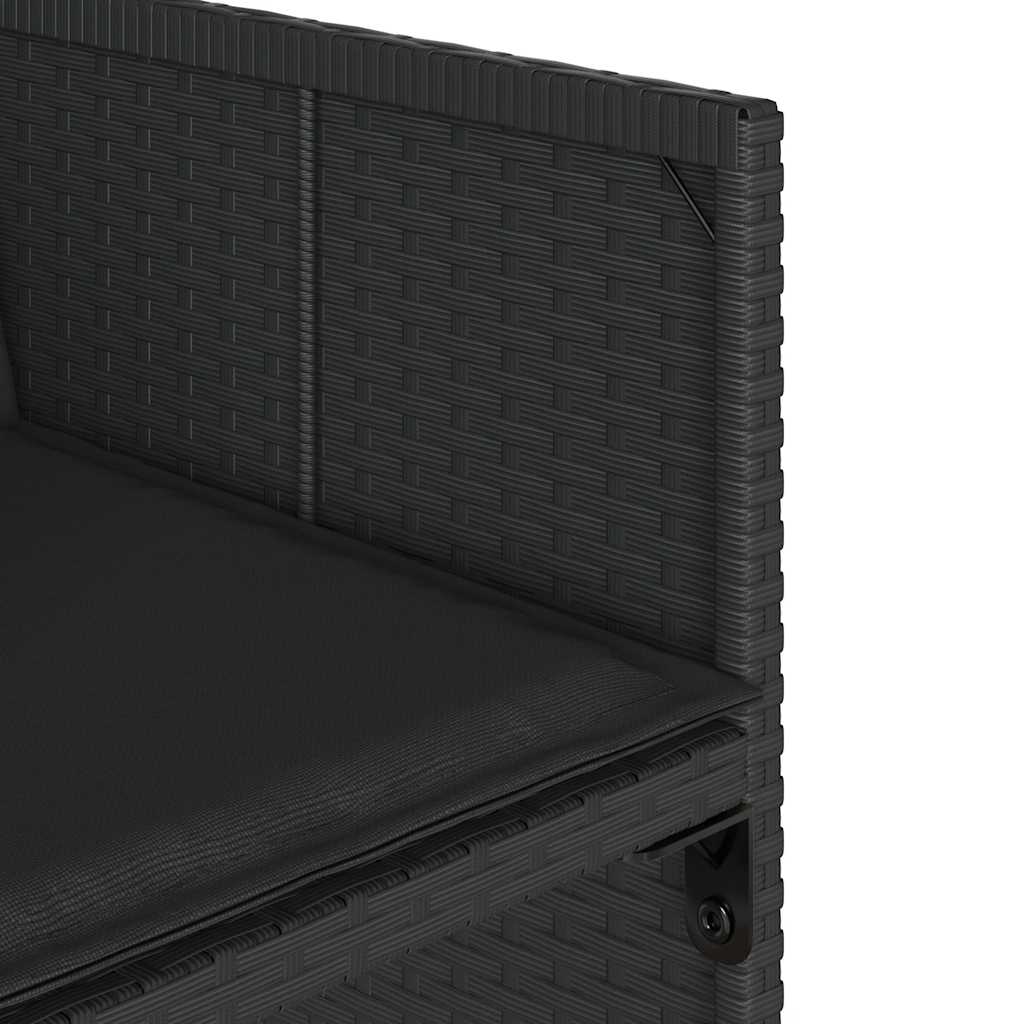 Σετ Τραπεζαρίας Κήπου 15 τεμ Μαύρο από Συνθ. Ρατάν με Μαξιλάρια