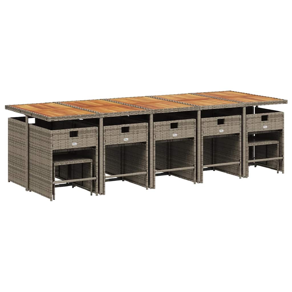 Σετ Τραπεζαρίας Κήπου 15 τεμ. Γκρι Συνθετικό Ρατάν με Μαξιλάρια