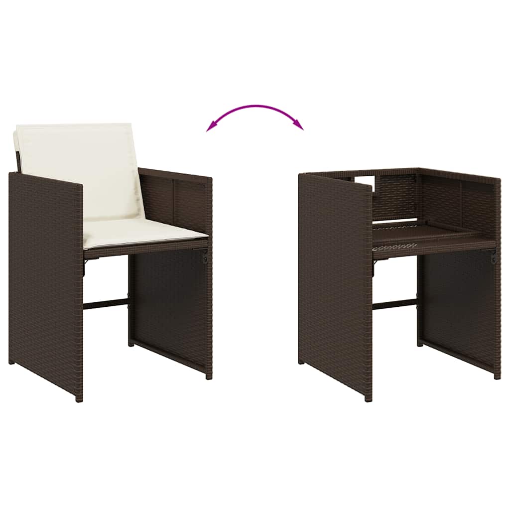 Σετ Τραπεζαρίας Κήπου 17 τεμ Καφέ από Συνθ. Ρατάν με Μαξιλάρια