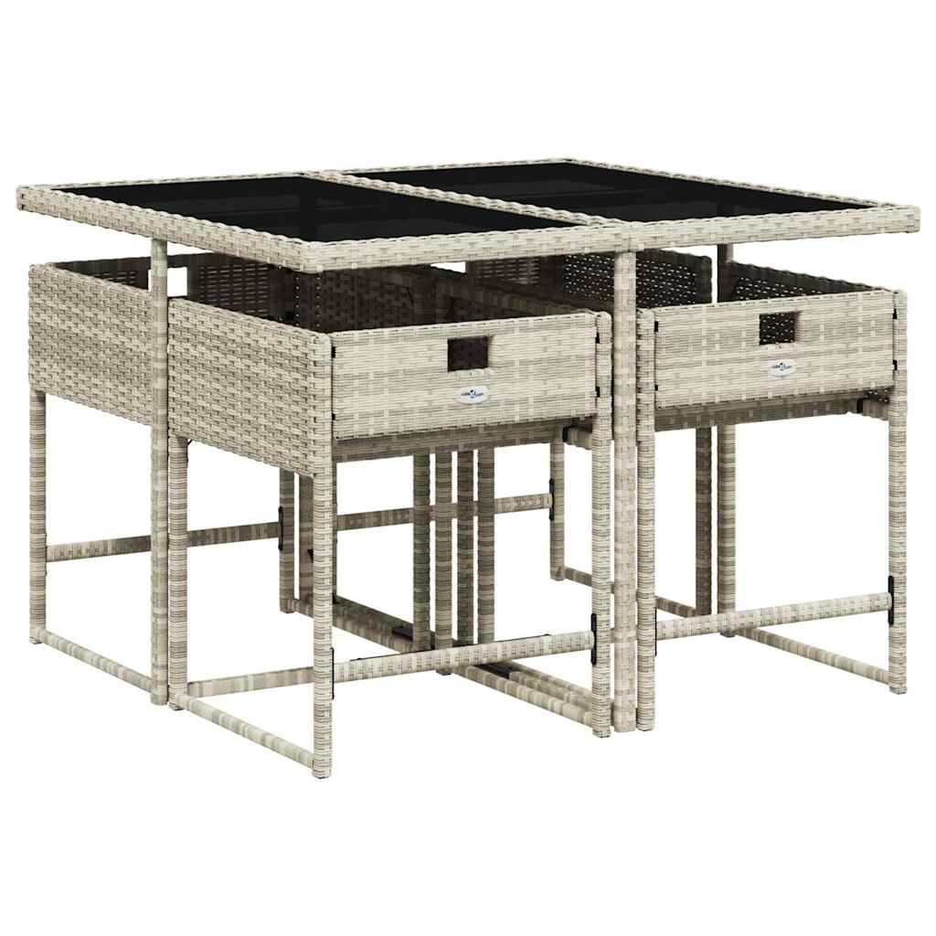 Σετ Τραπεζαρίας Κήπου 5 τεμ. Αν. Γκρι Συνθ. Ρατάν με Μαξιλάρια