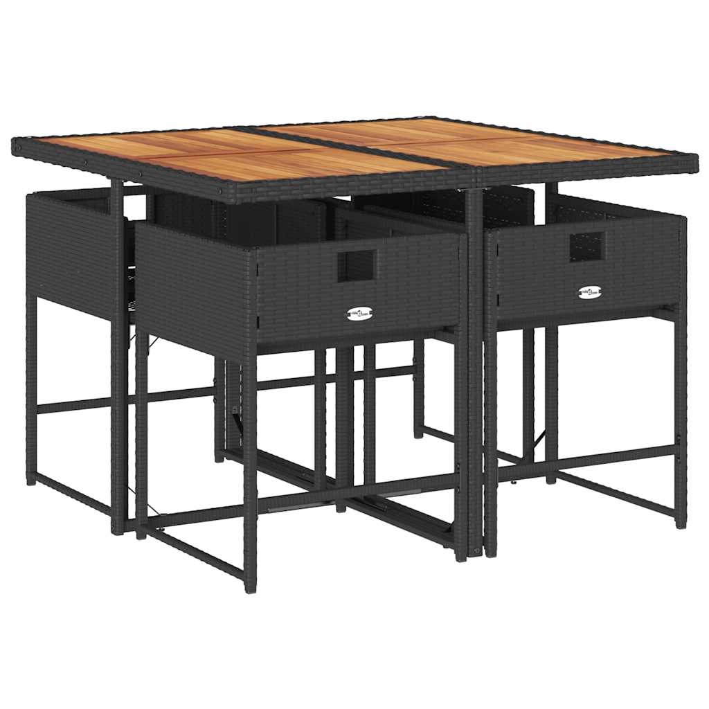 Σετ Τραπεζαρίας Κήπου 5 Τεμαχίων Μαύρο Συνθ. Ρατάν με Μαξιλάρια