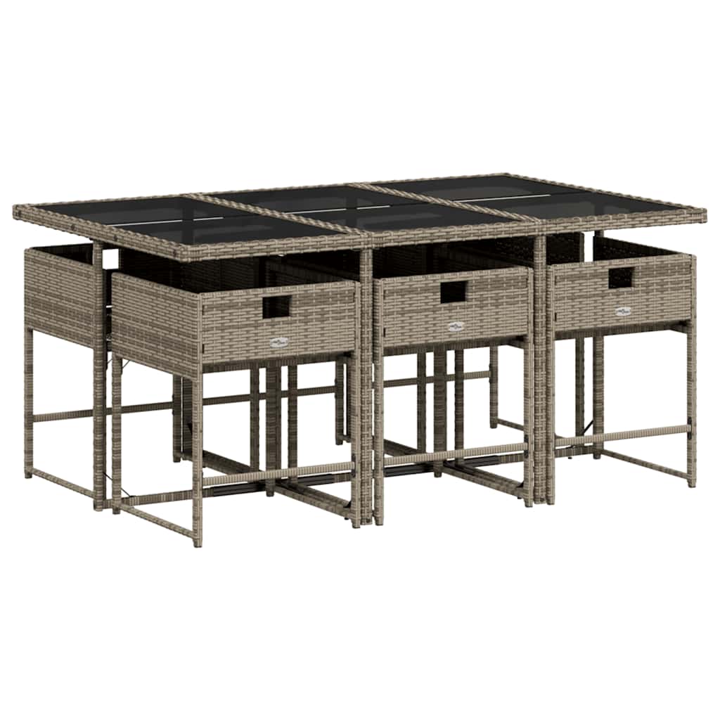 Σετ Τραπεζαρίας Κήπου 7 τεμ. Γκρι Συνθ. Ρατάν με Μαξιλάρια