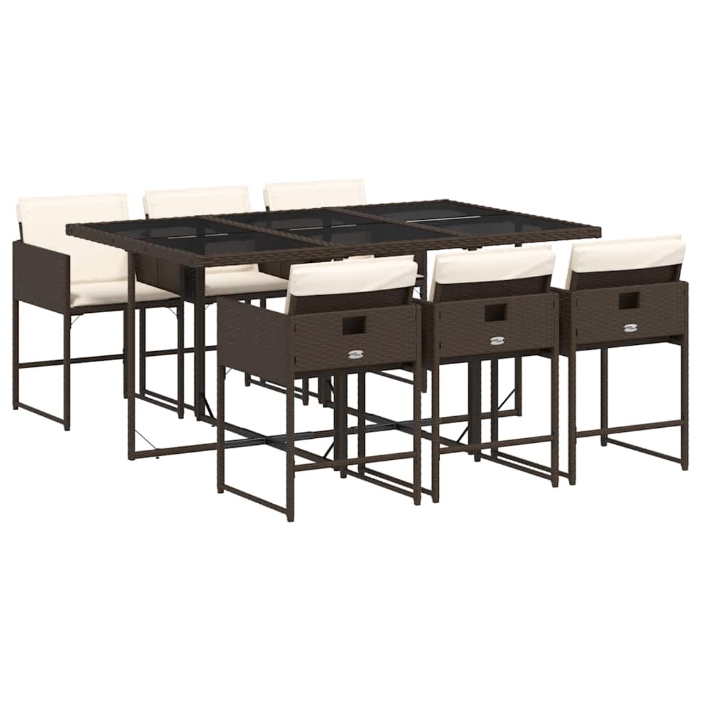 Σετ Τραπεζαρίας Κήπου 7 τεμ. Καφέ Συνθετικό Ρατάν με Μαξιλάρια