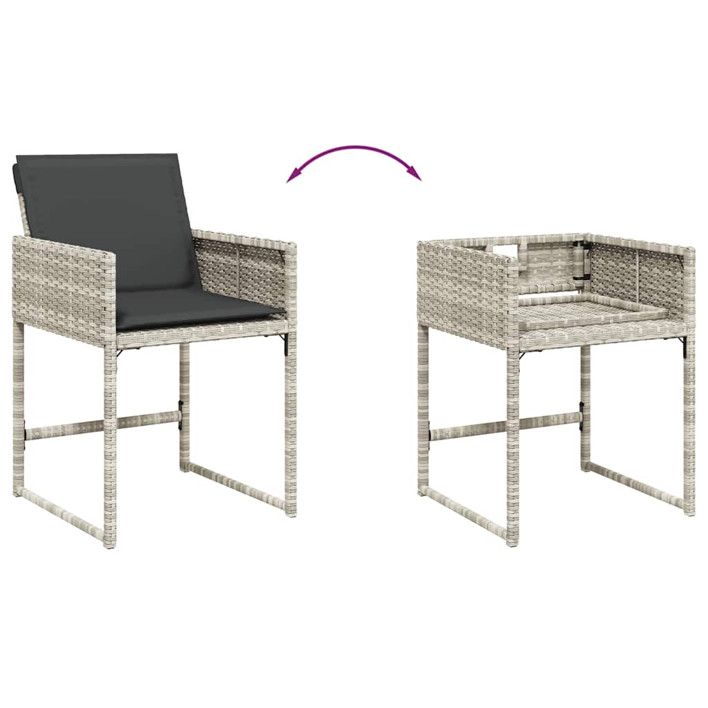 Σετ Τραπεζαρίας Κήπου 9 τεμ. Αν. Γκρι Συνθ. Ρατάν με Μαξιλάρια