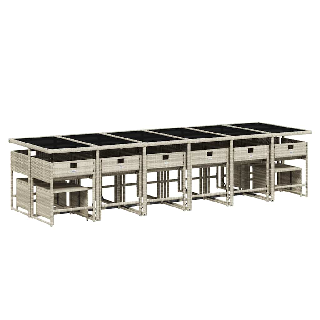 Σετ Τραπεζαρίας Κήπου 17 τεμ. Αν. Γκρι Συνθ. Ρατάν με Μαξιλάρια