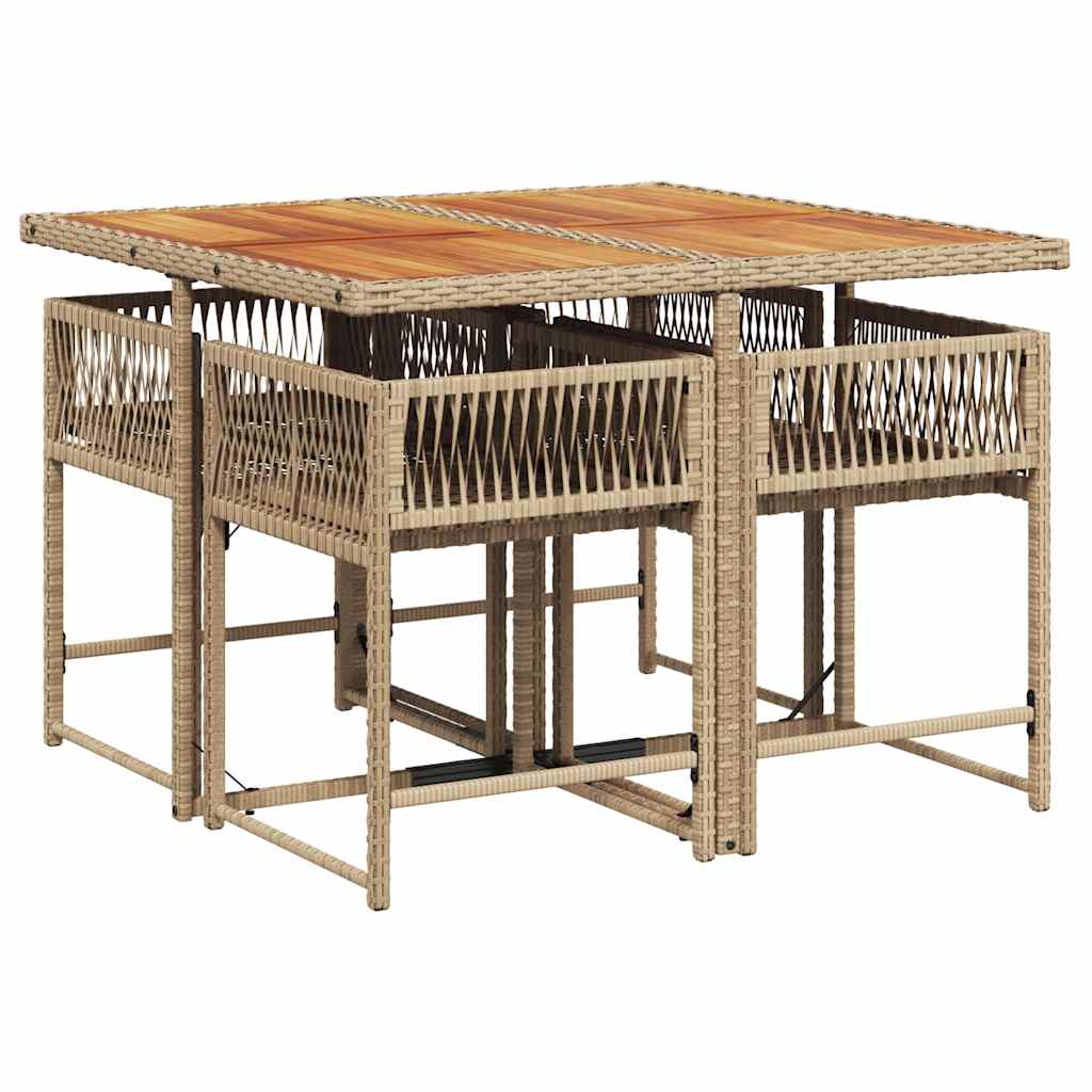 Σετ Τραπεζαρίας Κήπου 5 τεμ. Μπεζ Συνθετικό Ρατάν με Μαξιλάρι