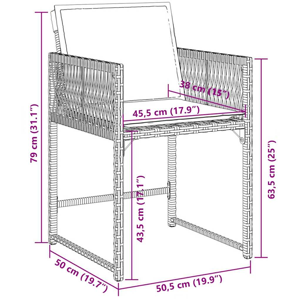 Σετ Τραπεζαρίας Κήπου 7 Τεμ. Μαύρο Συνθετικό Ρατάν με Μαξιλάρια